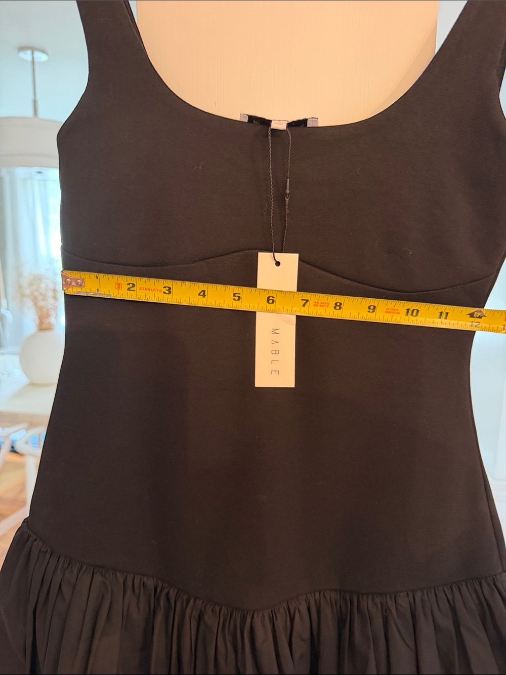 Black Sleeveless Mini Dress with Gathered Bubble Skirt NWT - Picture 8 of 9